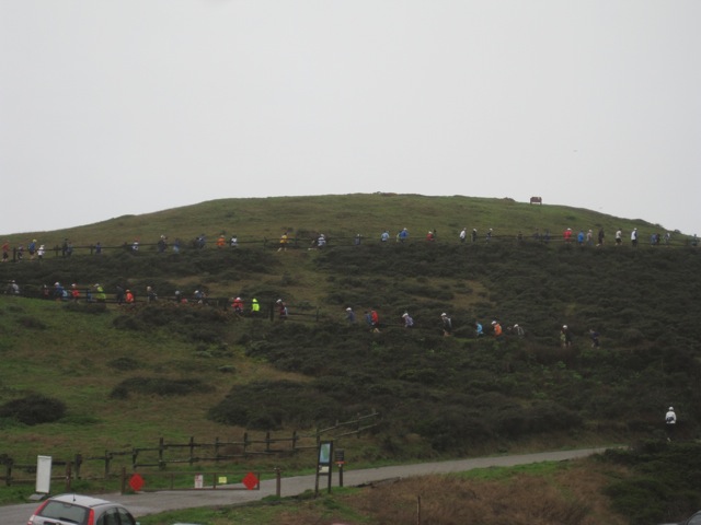 The start of the race led up a couple hills. It was also quite overcast.